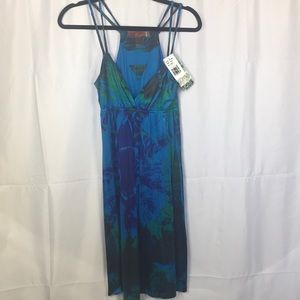 Celle Floral blue shoulder straps skirt size small